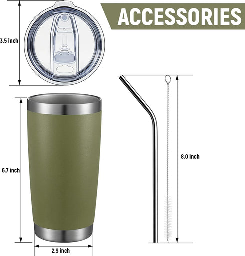 COMOOO 20oz Double Wall Vacuum Insulated Travel Mug, Stainless Steel Tumbler with Lid and Straw Durable Powder Coated Insulated Coffee Cup for Col...
