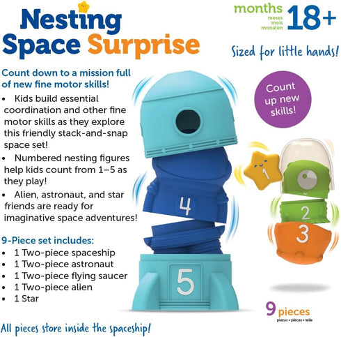 Learning Resources Nesting Space Surprise, Preschool Learning Activities, Fine Motor Skills for Ages 18 Months+, Montessori Preschool Toys, Space ...
