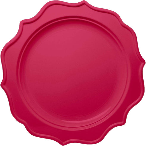 Tiger Chef 96-Pack Fuchsia and Purple Color Round Scalloped Rim Disposable Plastic Plate Set for 48 Guests Includes 48 10-Inch Dinner Plates, 48 8...