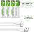 4 Pack AAA Battery,Rechargeable AAA Batteries, Lithium-ion Triple A Batteries 750mwh,1.5V Battery with 4 in1 USB Type C Port Cable Charger...