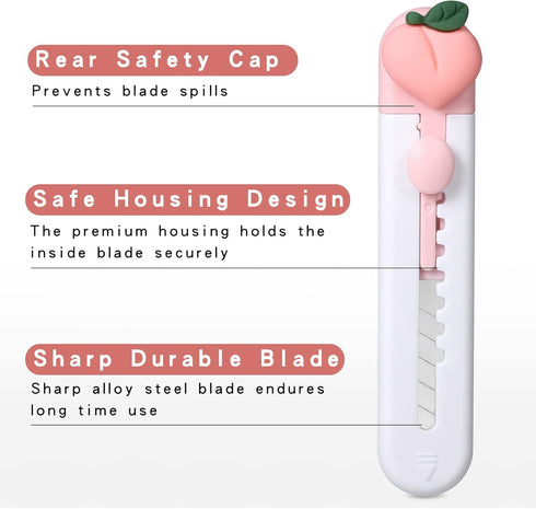 6 Pack Box Cutter Retractable, Sharp Utility Knife Retractable, Cute Box Cutters for Office, Home, Arts Crafts, Cartons, Cardboard, Paper...