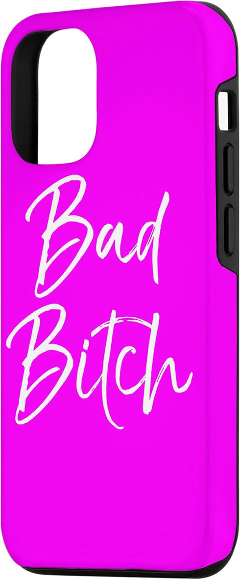 iPhone 13 Pro Funny Bad Bitch Gift for Phones Bright Hot Pink Bad Bitch Case...