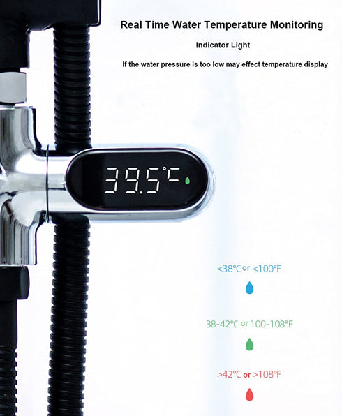 Shower Thermometer Led Digital Display Baby Bath Water Fahrenheit Celsius Thermometer 360°Rotating Screen for Home Bathroom Kitchen (Silver)...