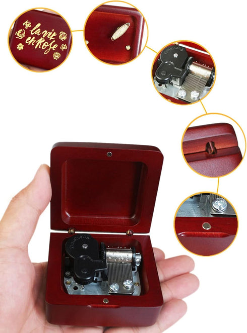 Sinzyo Music Box Vintage Wood Carved Mechanism Musical Boxs Gift For Birthday Valentine's Day Christmas Day(la Vie en Rose -Wine Red Box)...