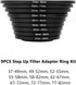 Filter Ring Adapter Set 18 Pieces, Camera Lens Filter Stepping Rings Kit, Lightweight and Durable Aluminum, 9 Pcs Step Up Rings Set and 9 Pcs Step...