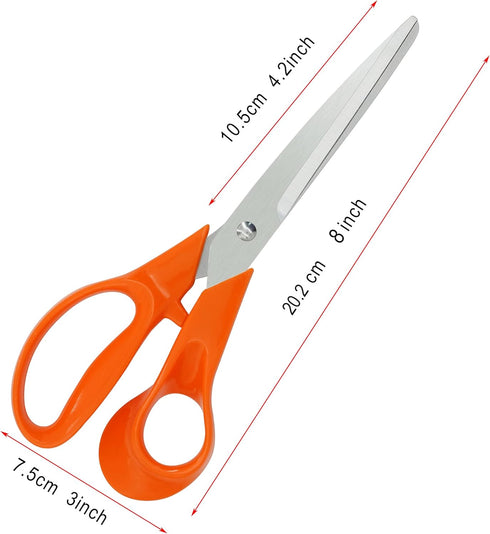 Scissors,8" Ultra Sharp Office Scissors All Purpose Ergonomic Design Comfort-Grip Handles Craft Scissors for Office Home Sewing Fabric School Stud...