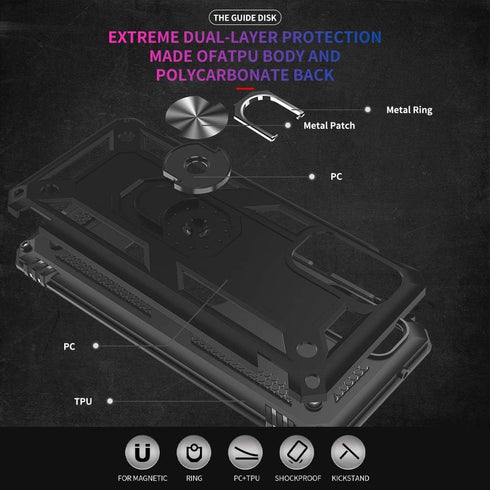 Samsung Galaxy A01 Phone Case, Samsung A01 Phone Case with Screen Protector, Military Grade Protective Cases with Ring for Samsung Galaxy A01 (Bla...