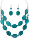 2 Layered Chunky Beaded Shell Necklace for Women Sea Shell blue/yellow/red/green/turquoise/teal/white Statement Necklace and Earring Set Elegant W...