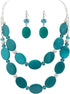 2 Layered Chunky Beaded Shell Necklace for Women Sea Shell blue/yellow/red/green/turquoise/teal/white Statement Necklace and Earring Set Elegant W...