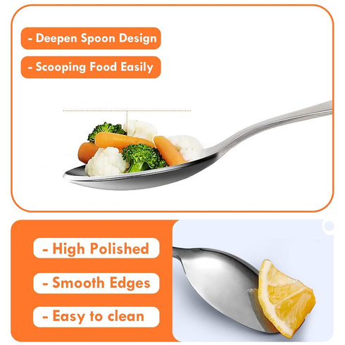 Lehoo Castle Kids Silverware Stainless Steel 6 Piece - Toddler Spoons and Forks Knife Set, Metal Kids Cutlery Set, Toddler Utensils Self Feeding (...