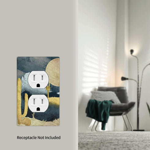 Mountain Desert Cactus Duplex Electrical Outlet Cover Decorative 1 Gang Light Switch Cover Wall Plate for Home Living Room Bathroom Bedroom...