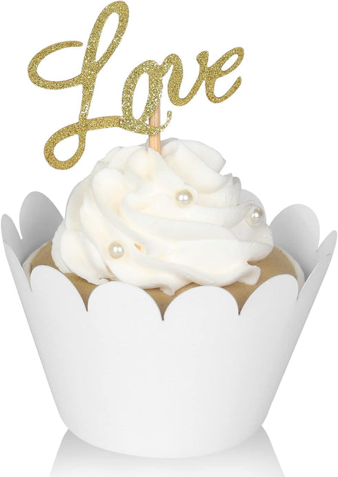 KPOSIYA Set of 100 Artistic Bake Cake Cups Filigree Little Vine Lace Laser Cut Cupcake Wrapper Liner Baking Cup Muffin CaseTrays for Wedding Birth...