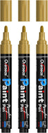 Overseas Gold Paint Pens Paint Markers - Permanent Acrylic Markers 3 Pack, Water Based, Quick Dry, Waterproof Paint Marker Pen for Rock, Wood, Pla...