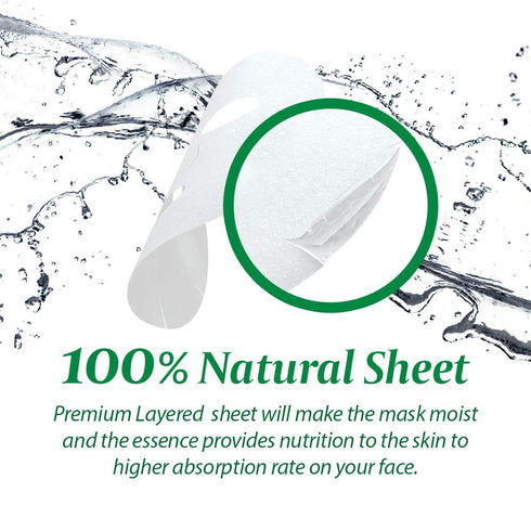 GLAM UP Sheet mask Refreshing Green Tea (10 sheets) - Revitalize Dull Skin. Dark Circle Fighter Nature made Freshly packed Daily Skin Therapy Orig...