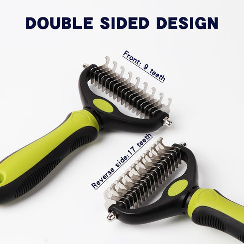 Dematting comb for Dogs, Cat deshedding Brush,Pet undercoat brushes, Dog Grooming Rakes for long haired Dogs-Double Sided Shedding,Dog brush for m...