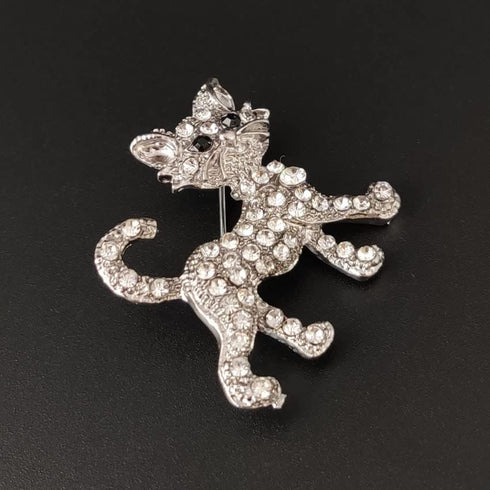 Lovely Crystal Cat Brooch Pin - Sparkling Rhinestone Kitty Brooch Pin for Pet Lovers - Pet Memorial Jewelry...