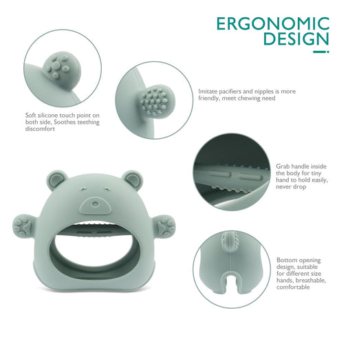 Baby Teether Toy, 2pk Food Grade Silicone Teething Toys for 3-12 Months, BPA Free, Cute Bear Design for Soothing Gums, Easy to Hold...