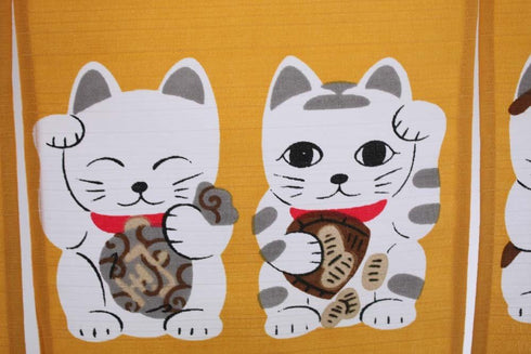 Narumi Made in Japan Shichifuku Manekineko Brown Color Noren Curtain Tapestry...