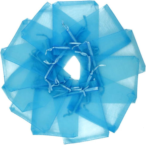 50pcs Organza Bags 3.54''x4.33''(9x11cm) Satin Drawstring Organza Pouch Wedding Party Favor Gift Bag Jewelry Watch Bags-Aqua Blue...