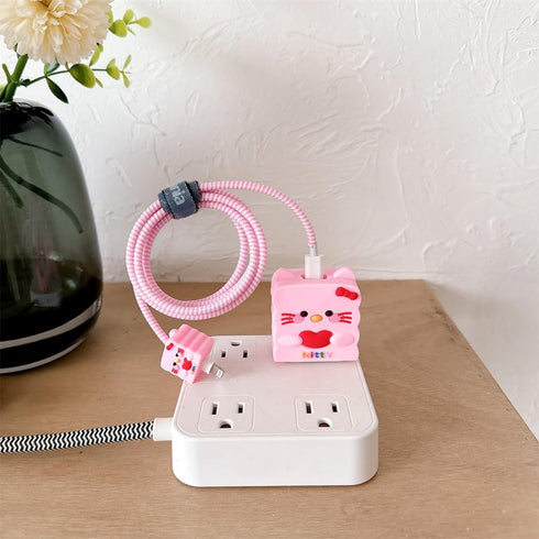 Cute Cartoon Charger Protector Case - Compatible for iPhone 18W 20W USB-C Power Adapter and Lightning Cable (12)......
