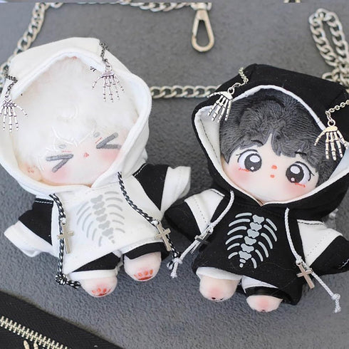 niannyyhouse 10cm Plush Doll Clothes Hoodie Color Blocked Pants Black and White Outfit Doll Accessories (Black)...