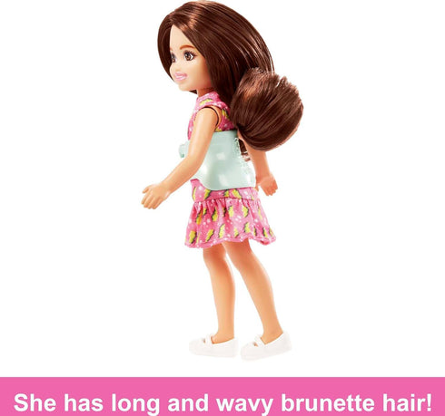 Barbie Chelsea Doll, Small Doll with Brace for Scoliosis Spine Curvature, Brunette Wearing Pink Lightning Bolt Dress...