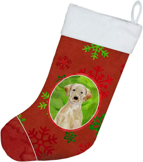 Caroline's Treasures CK3973CS Christmas Snowflakes Yellow Labrador Retriever Christmas Stocking Fireplace Hanging Stockings Christmas Season Party...