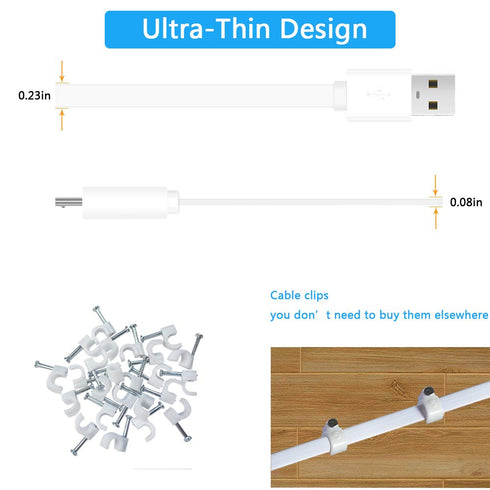 2-Pack 10FT USB Power Extension Cable for Wyze Cam,WyzeCam Pan,YI Home Camera,Nest-Cam Indoor,Oculus Go,Netvue,KasaCam,Furbo Dog,Blink,Flat USB to...