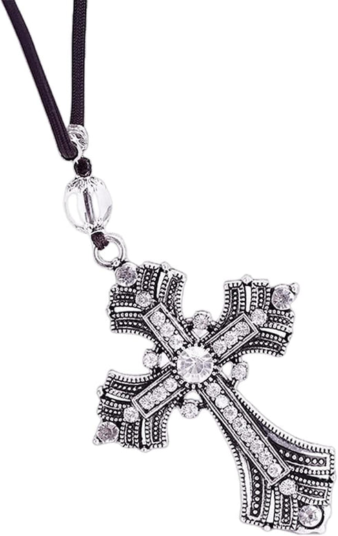 Car Pendant Metal Diamond Hanging Cross, Auto Interior Rearview Mirror Dangle, Interior Decoration Pendant...