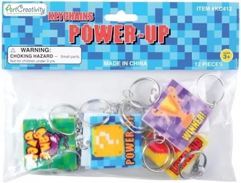 ArtCreativity Power Up Keychains, Set of 12, Game Themed Keychains for Kids in Assorted Designs, Video Game Party Supplies and Game Gifts, Superhe...