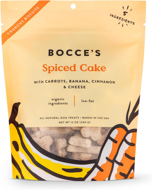 Bocce's Bakery All-Natural, Small Batch, Organic Dog Treats, Spiced Cake Biscuits, Wheat-Free, Limited-Ingredient, Made in The USA with 100% Recyc...