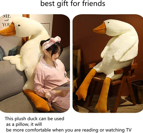 Goose Stuffed Animal Pillow Toy, Cute Giant White Goose Stuffed Animal Duck Plush Pillow,Super Soft Hugging Pillow,Swan Pillow White...