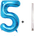 40 Inch Birthday Helium Foil Digital Balloons Glossy Blue Number 0-9 5...