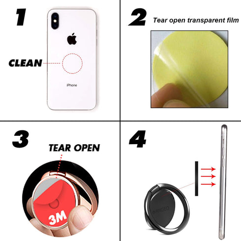 Finger Ring Stands Set, Pack of 4 Universal Thin 360 Degree Rotation Phone Rings, Compatible with iPhone, Android & Other Smartphones (4 Packs of ...