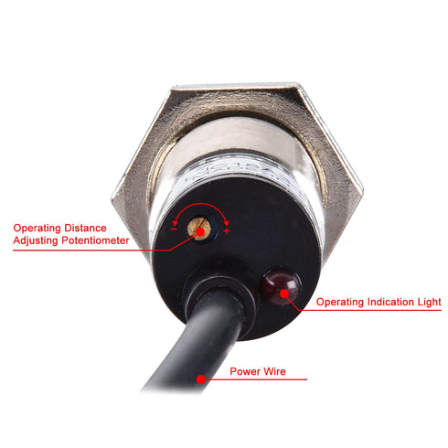 M18 Capacitive Proximity Sensor Switch, Non-Shield Type, LJC18A3-B-Z/CY, Detection 10mm, 10-30VDC 200mA, PNP NO+NC, 4 Wires...