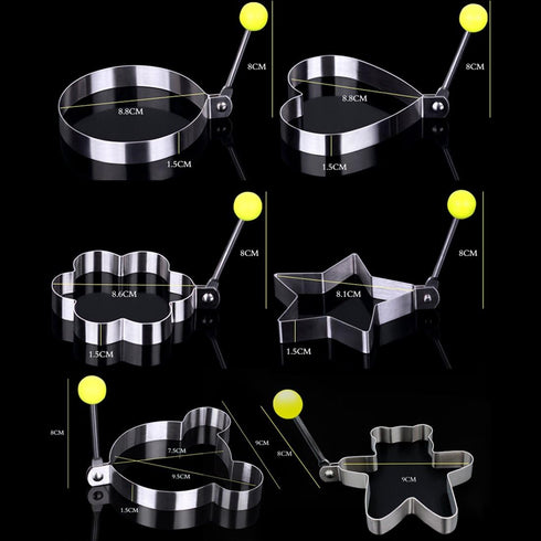 8pcs Set Fried Egg Rings Molds Non Stick for Griddle Pan, Egg Shaper Pancake Maker with Handle, Stainless Steel Egg Form for Frying Cooking...