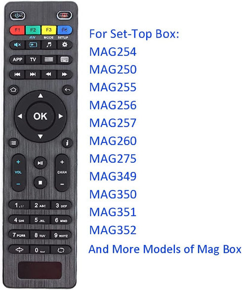 Replacement Remote Control for MAG254 MAG250 255/256 / 257/260 / 275/349 / 350/351 / 352 OTT Tv Box IPTV Set-Top Box, Black...