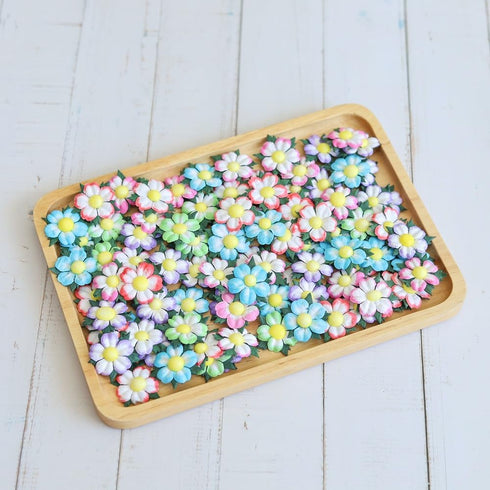 100 Pcs Mulberry Paper Flowers 30x30mm Mini Paper Flowers Scrapbooking Wedding DIY Craft Supplies Card...