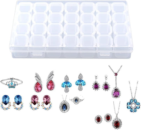 Adjustable 28 Slots Clear Plastic Medicine Pill Jewelry Organizer Storage Box Container,Bead Organizer Craft Organizer Box Pill Organizer Suitable...