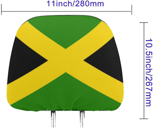 2 Pack Headrest Covers for Jamaica Flag, Seat Cover Accessories Car Headrest Protector Universal Fit to All Car/Truck Models (Jamaica)...