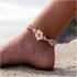 Boho Natural Shell Anklet Bracelets Flower Ankle Chain Hawaiian Cowrie Shell Braided Anklet Bracelet Beach Woven Rope Foot Chain Jewelry for Women...