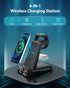 Wireless Charging Station - 4 in 1 Wireless Charger with Alarm Clock, Charging Stand Dock for iPhone 15/14/13/12/11/Pro/Max/XR/XS/X/Samsung Phone,...