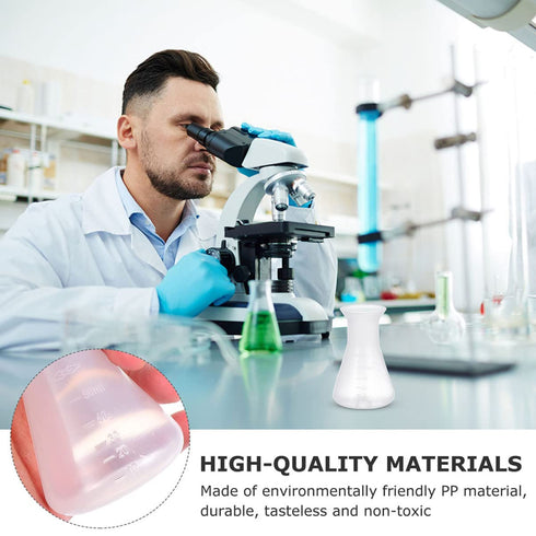 12pcs Flask, Bottle Kit Learning Mouth Supplies Ml Container Erlenmeyer Wide Triangular for Bottles Professional Scientific Plastic of Flask- Cone...