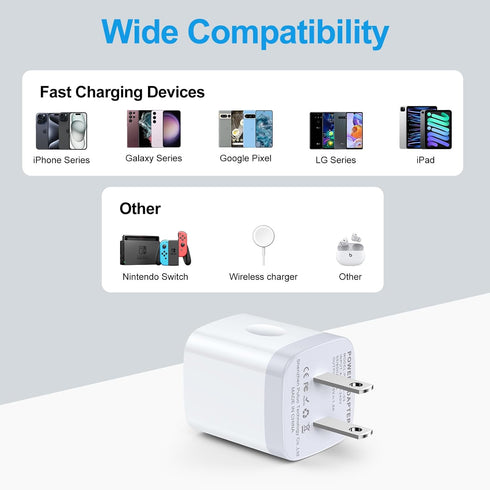 USB Charger Block,5V 1A Wall Charger,2 Pack USB Power Brick Charging Box Cube Compatible with iPhone 15/14/13/12/11/XR/XS/8 Plus/SE,Samsung Galaxy...