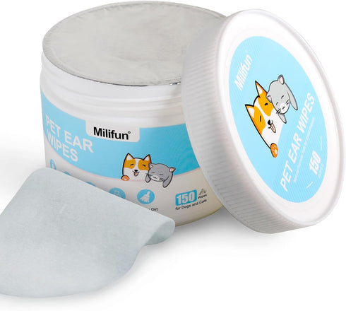 150 Count Dog Ear Cleaner Wipes, Dog Ear Wipes, Gently Remove Ear Wax, Debris - Soothes & Relieves Ear Itching, Natural Cleaning Puppy Ear Wipes, ...