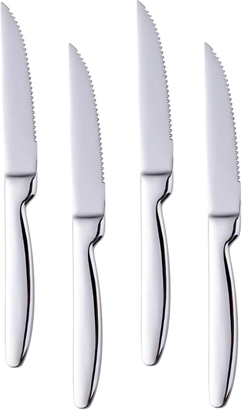 Steak Knife Set, 4-Piece Serrated Steak Cutlery Steak Knife, Silver Stainless Steel Steak Cutlery Knife for Home, Restaurant, Hotel, 22cm...