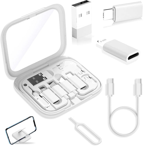 USB-C to USB Adapter, USB C to Lighting Cable Box Contains Makeup Mirror/USB C Cable/Micro USB to USB C/USB A to USB C, Cell Phone OTG Adapters fo...