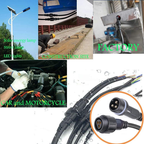 Waterproof Connectors 3 Wire,12AWG Male Female Plug LED Connector with 3Pin Waterproof Connectors,IP68 25CM Extension Cable for Car, Truck, Boat,L...