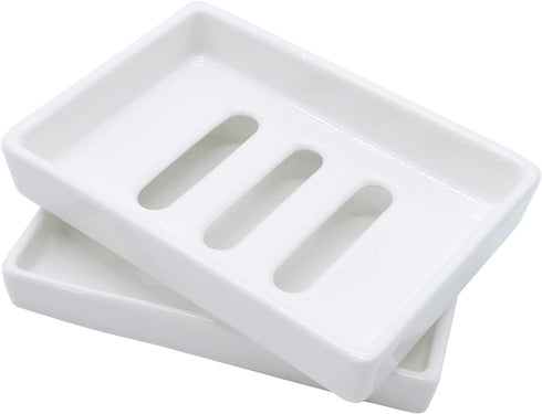 Ceramic Soap Dish Bar Soap Holder Double Layer Soap Tray Draining by Lofekea...