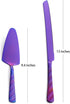 Purple Wedding Cake Knife and Server Set, Stainless Steel Cake Cutting Set, Cake Cutter and Pie Server for Wedding, Birthday, Party...
